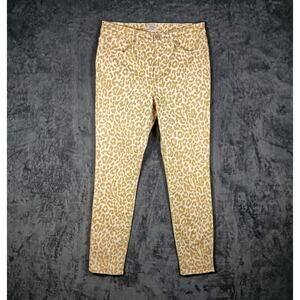 J Crew Leopard Print Jeans Women Size 29 Tan High Rise Toothpick Skinny Stretch